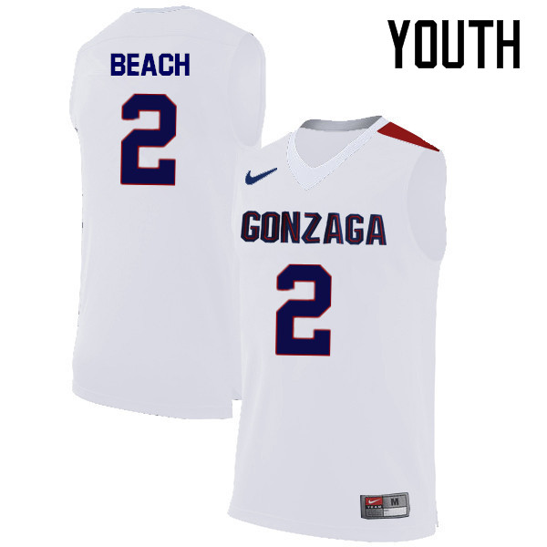 Youth #2 Jack Beach Gonzaga Bulldogs College Basketball Jerseys-White